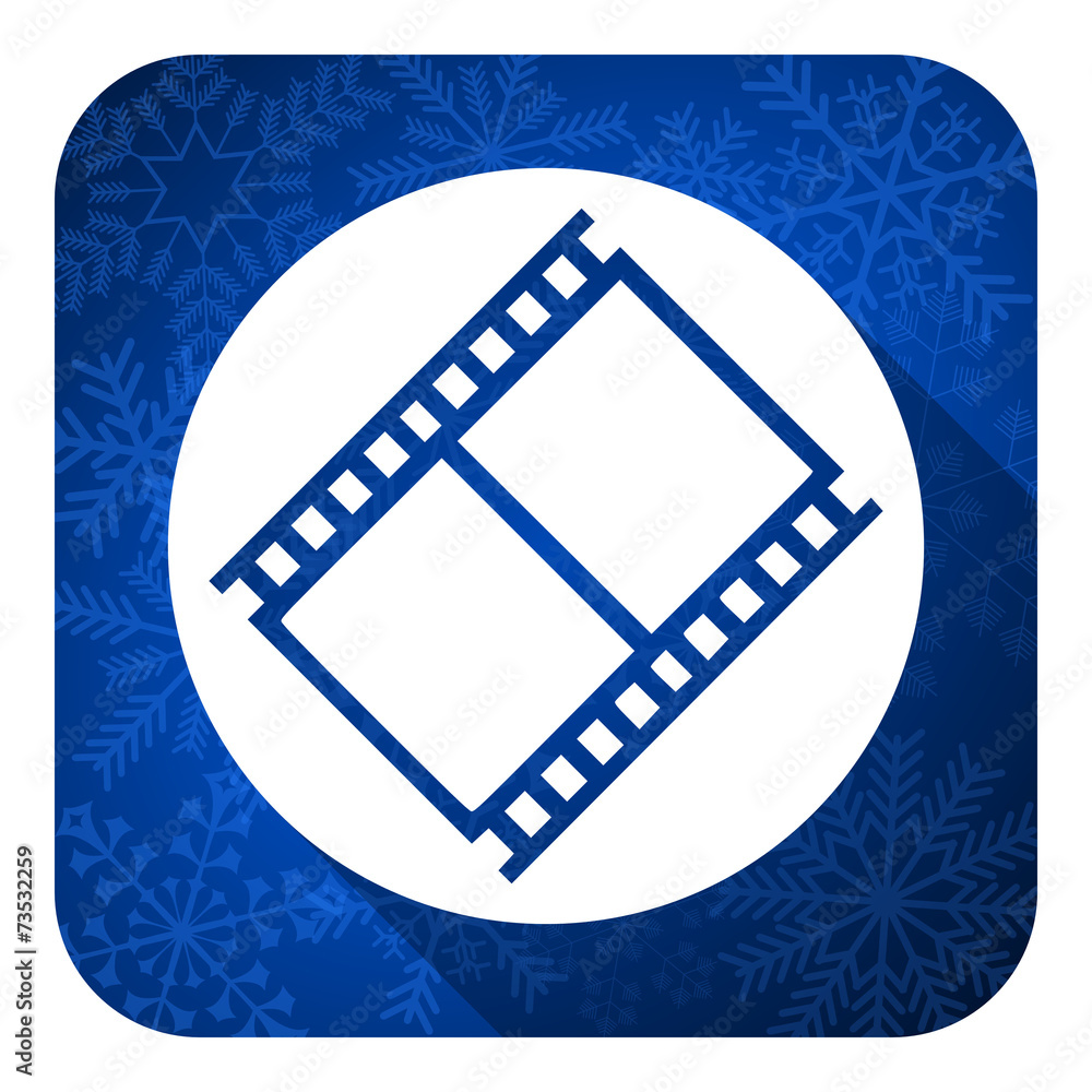 film flat icon, christmas button, movie sign, cinema symbol