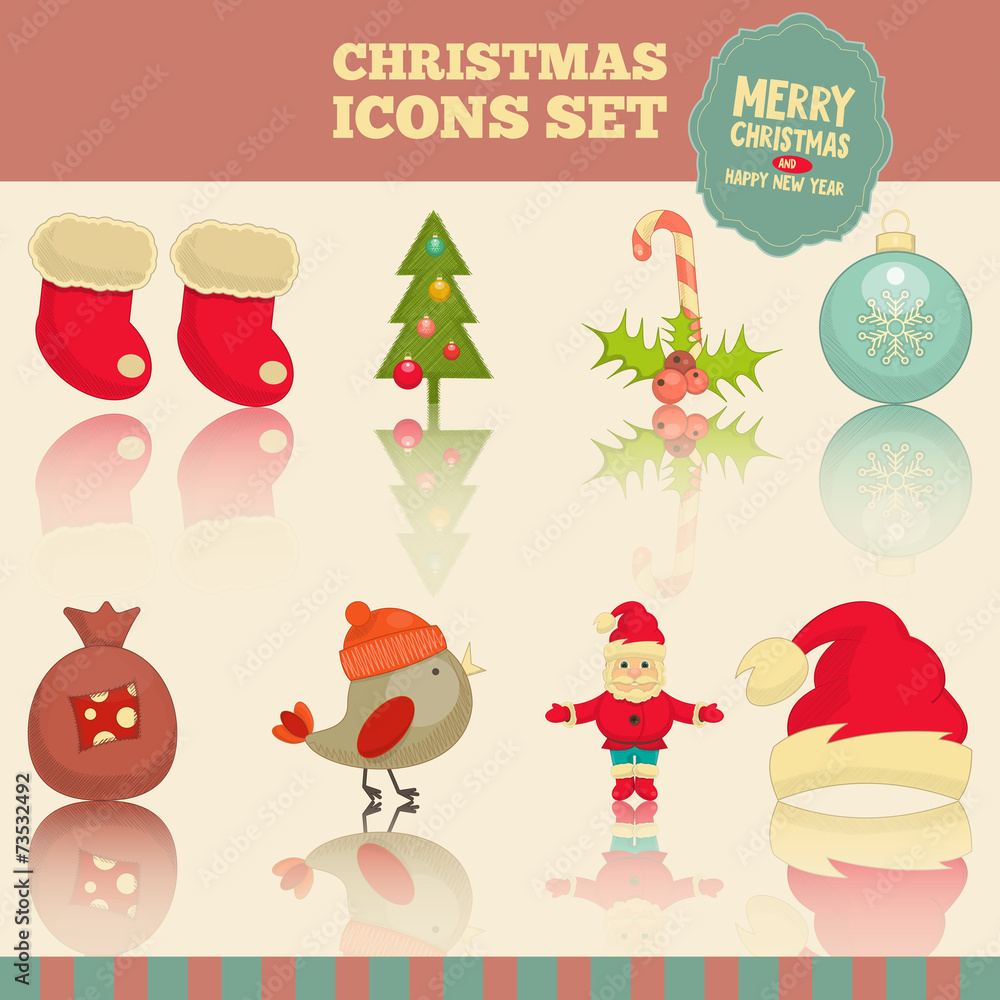 Fototapeta premium Christmas Icons Set