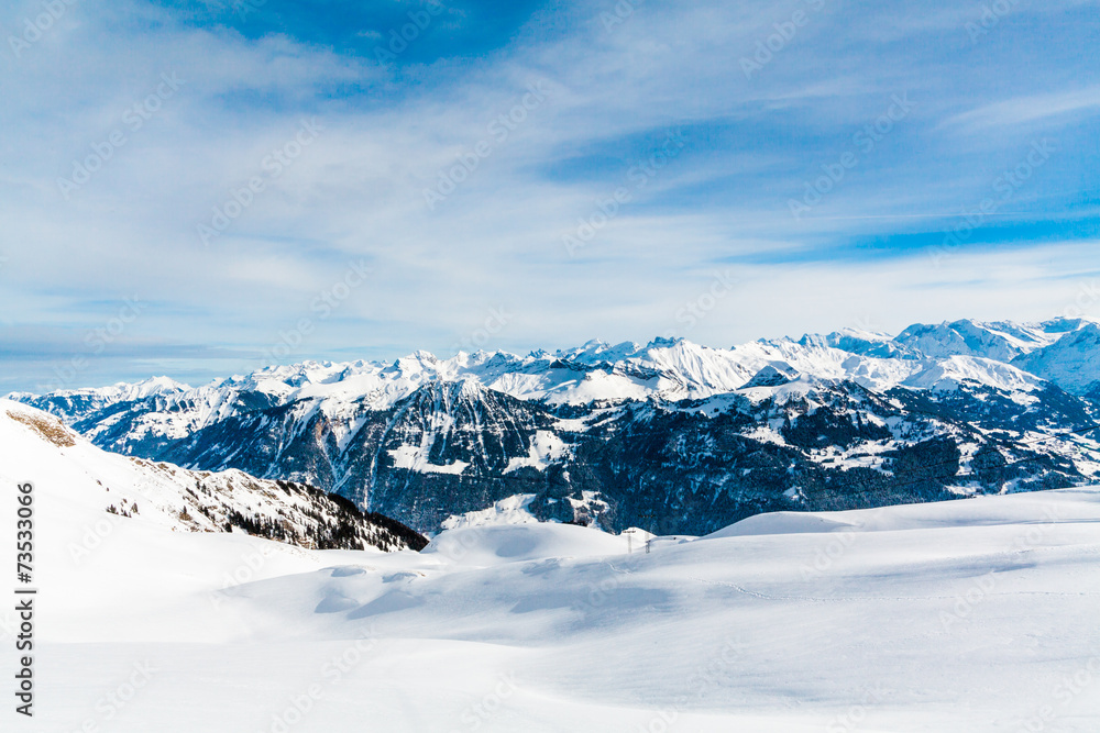 Alps mountain landscape. Winter landscape Alps mountain landscape. Winter landscape