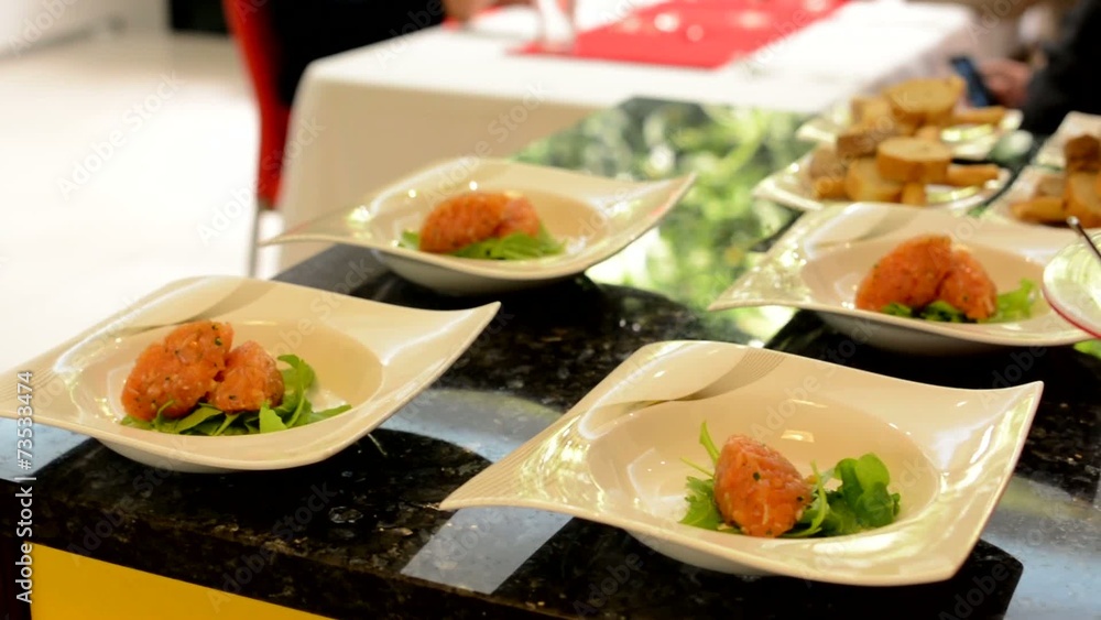 cooked food in the kitchen (salmon) - ready for service cooked food in the kitchen (salmon) - ready for service