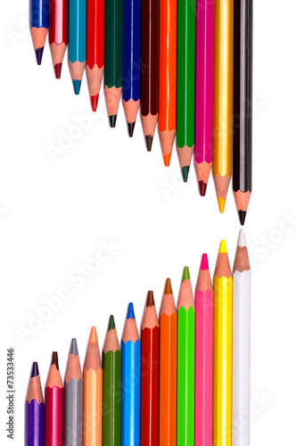 colored pencils on white background