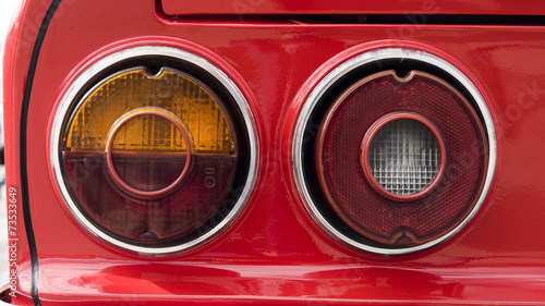 Closeup of the tail lights of a classic car