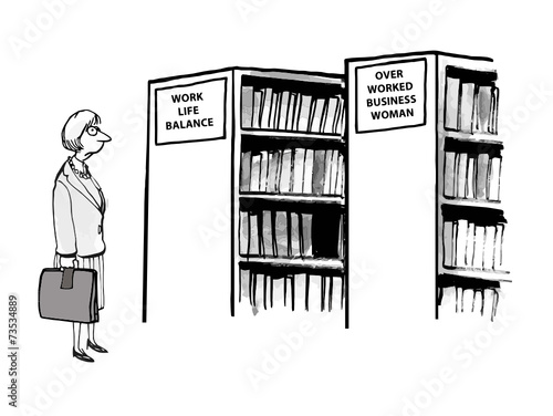 Work life balance versus Overworked business woman