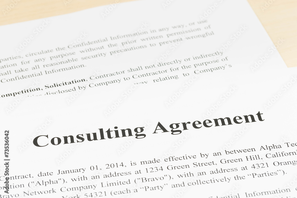 Consulting agreement document business concept Consulting agreement document business concept