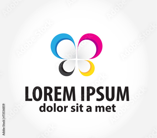 template logo with butterfly. design for printing, polygraphy