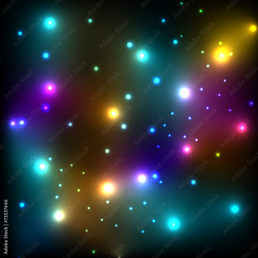 Glowing stars in space glitter vector background template concep
