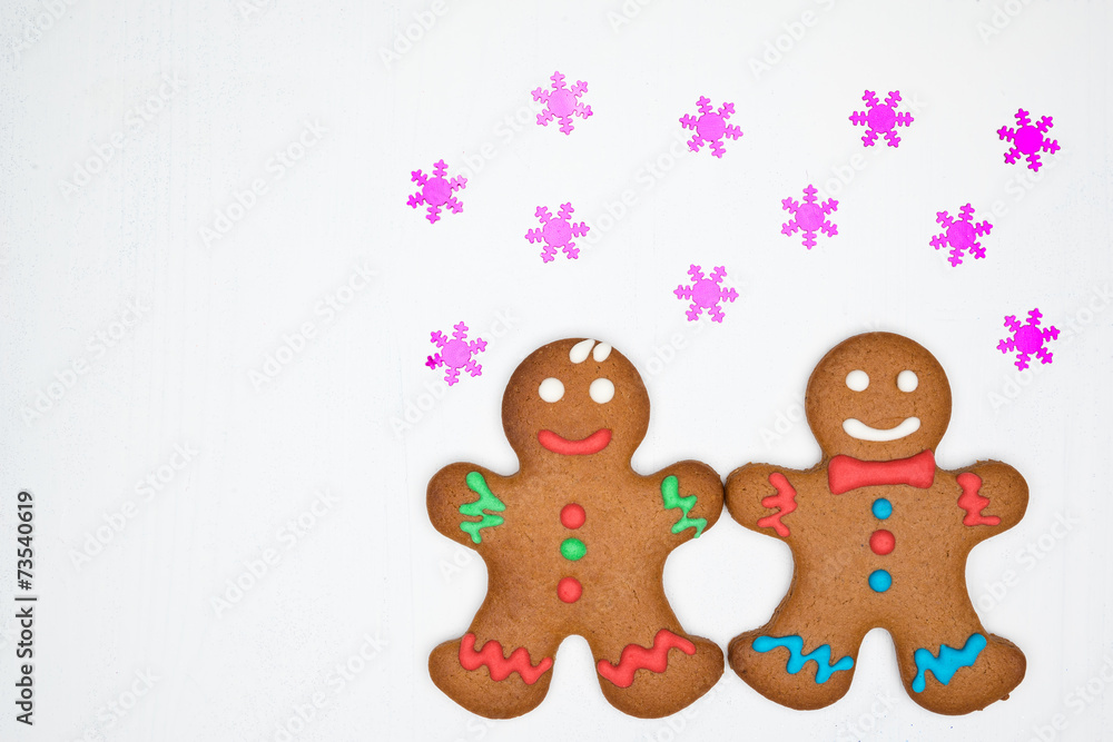 Gingerbread cookies on the white background Gingerbread cookies on the white background