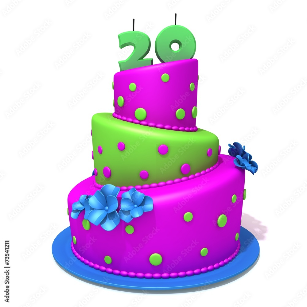 Birthday cake with number twenty Birthday cake with number twenty