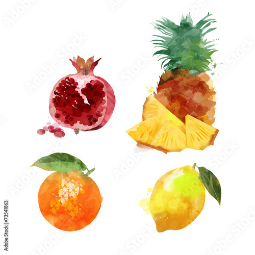 Set of garnet pineaple lemon orange