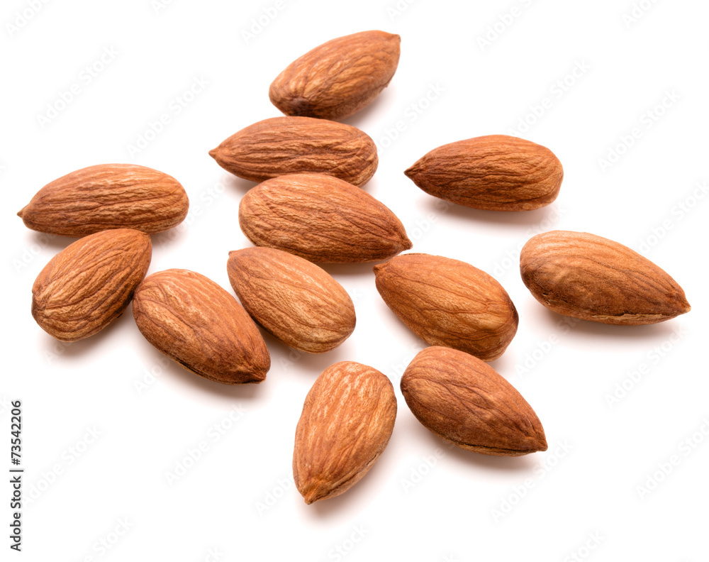 almond nuts isolated on white background close up almond nuts isolated on white background close up