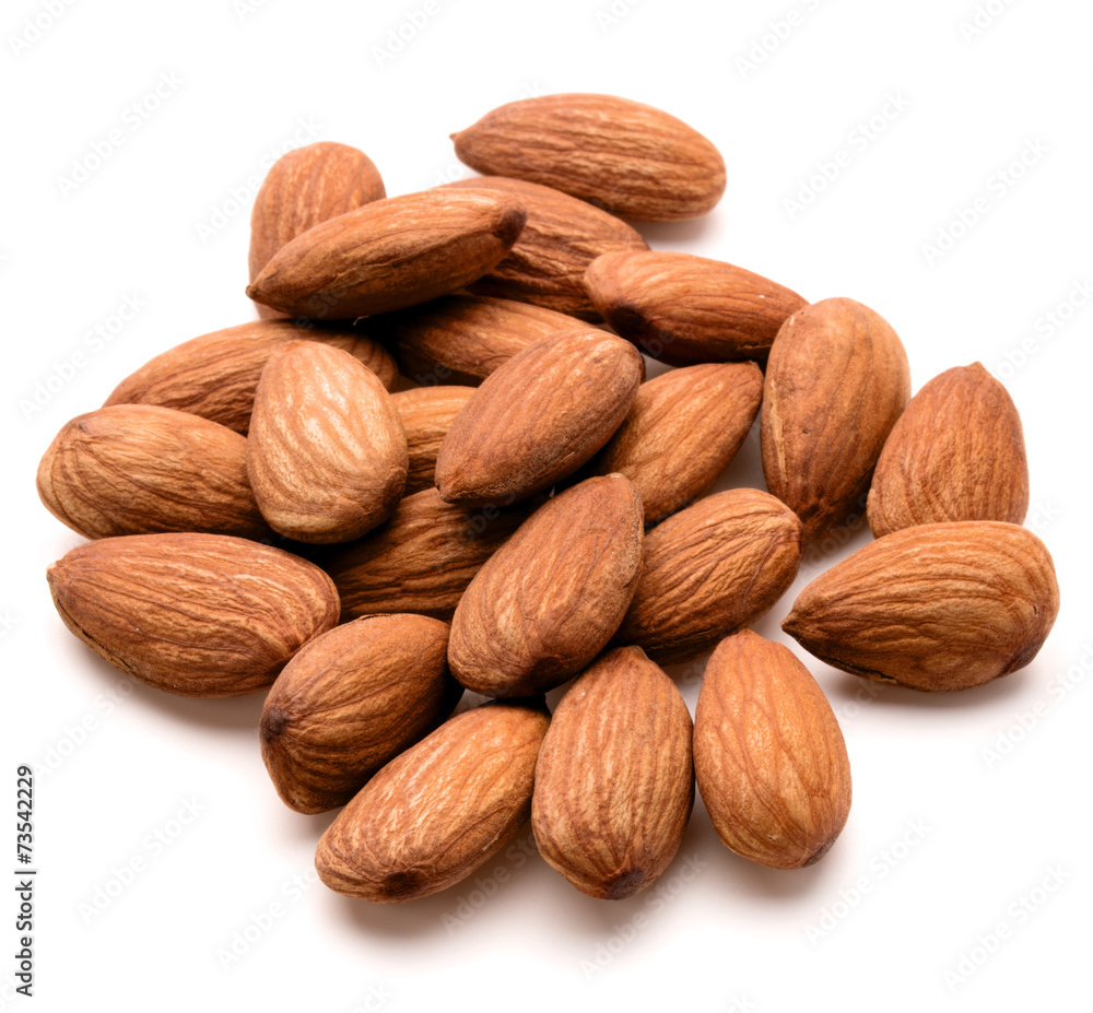 almond nuts isolated on white background close up almond nuts isolated on white background close up