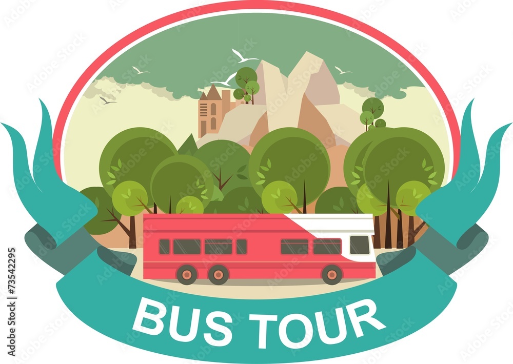Naklejka premium Bus Tour Label