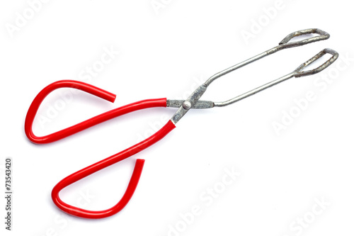 Serving kitchen tongs isolated on a white background