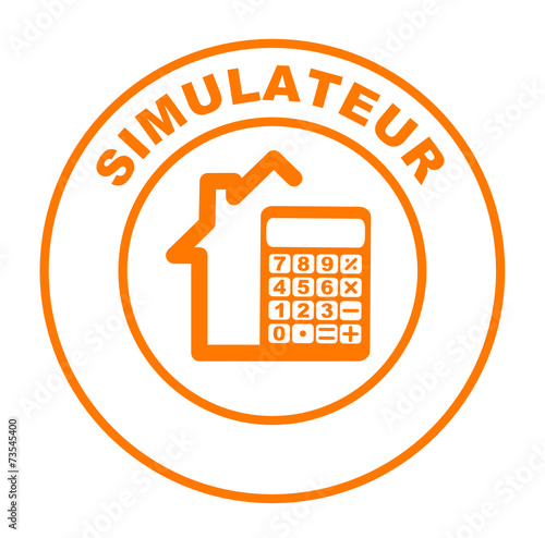 simulateur crédit immobilier sur bouton web rond orange