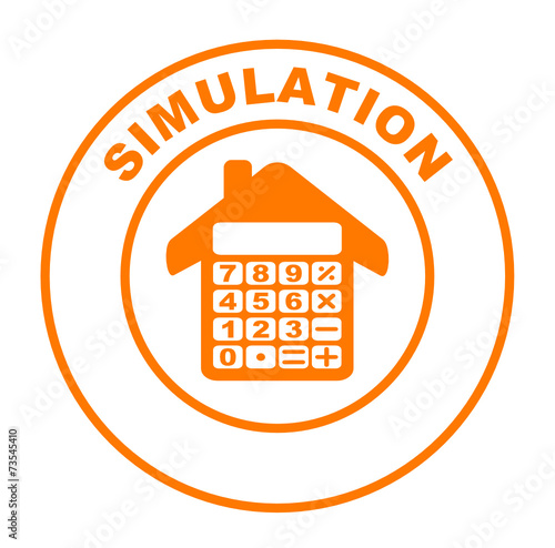 simulateur immobilier sur bouton web rond orange