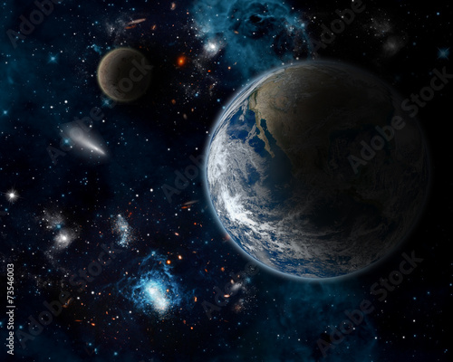 Space background with planet Earth photo