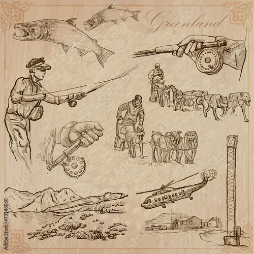 Greenland: Travel around the World. Vector drawings.