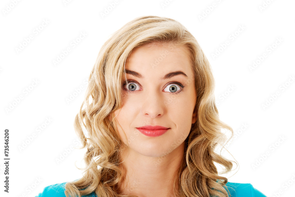 Portrait of a surprised woman with big eyes Portrait of a surprised woman with big eyes