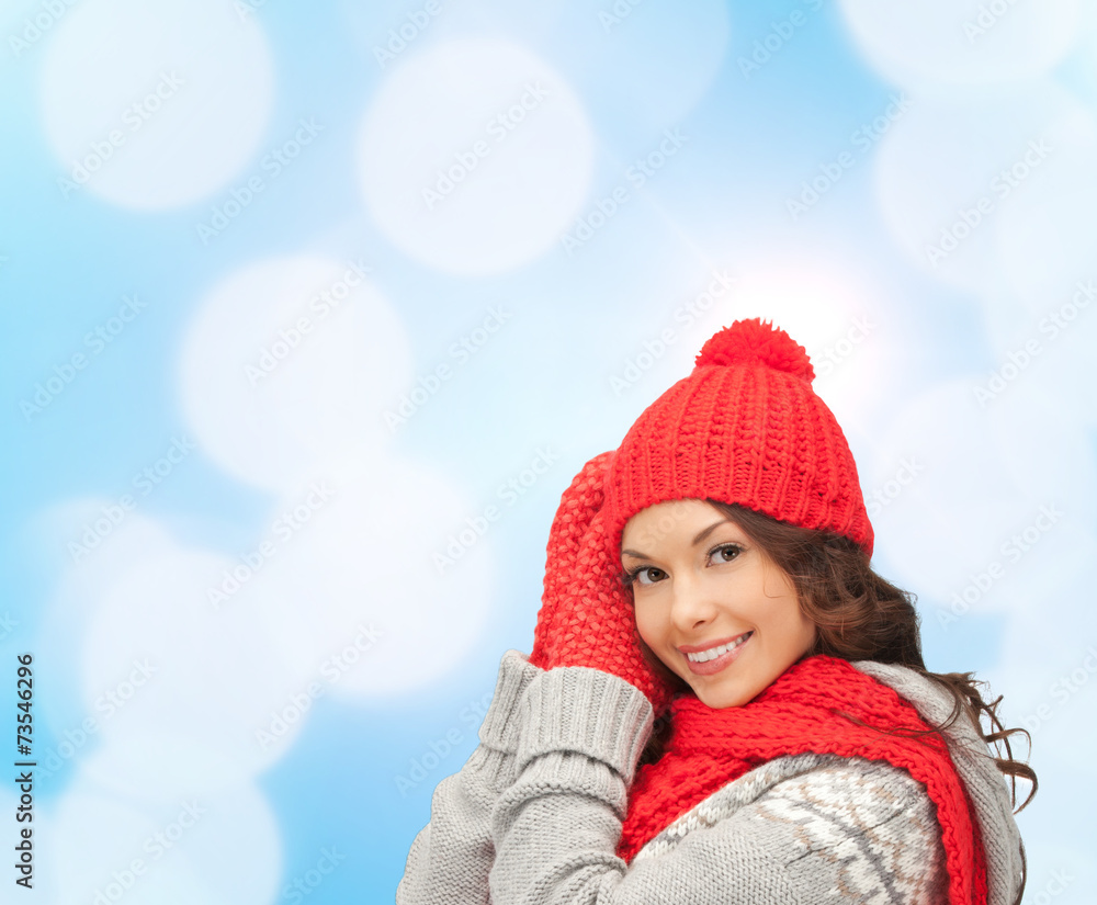 smiling young woman in winter clothes smiling young woman in winter clothes