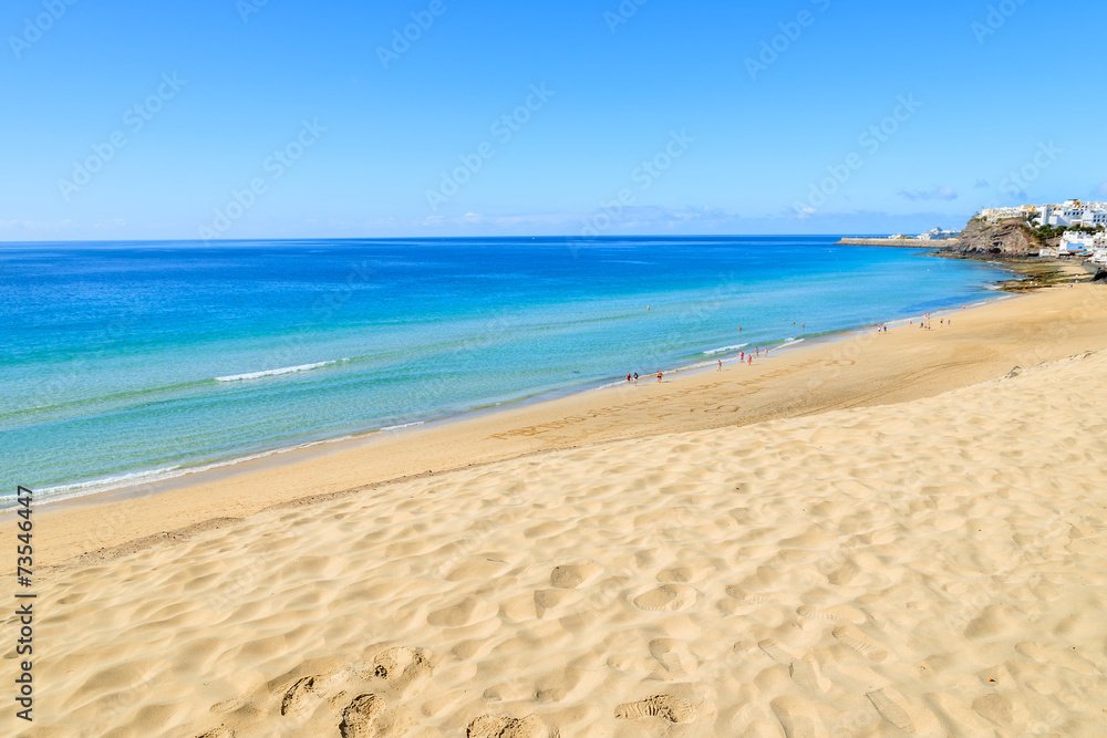 Morro Jable sandy beach on coast of Fuerteventura island