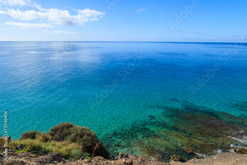 Beautiful colours of ocean on coast of Fuerteventura island