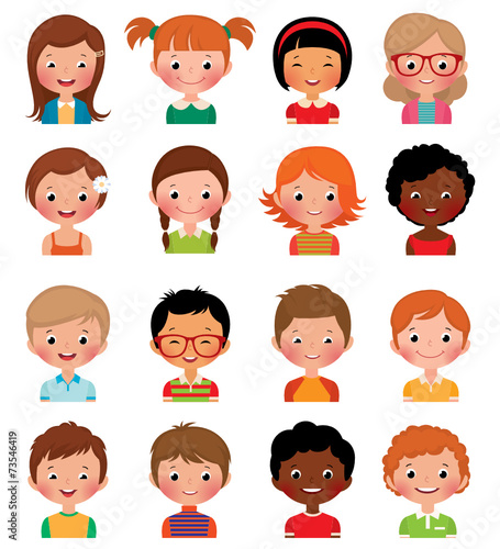 Set of avatars of different boys and girls
