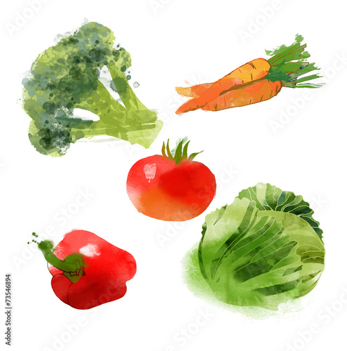 Set of broccoli tomato paprika cabagge carrots