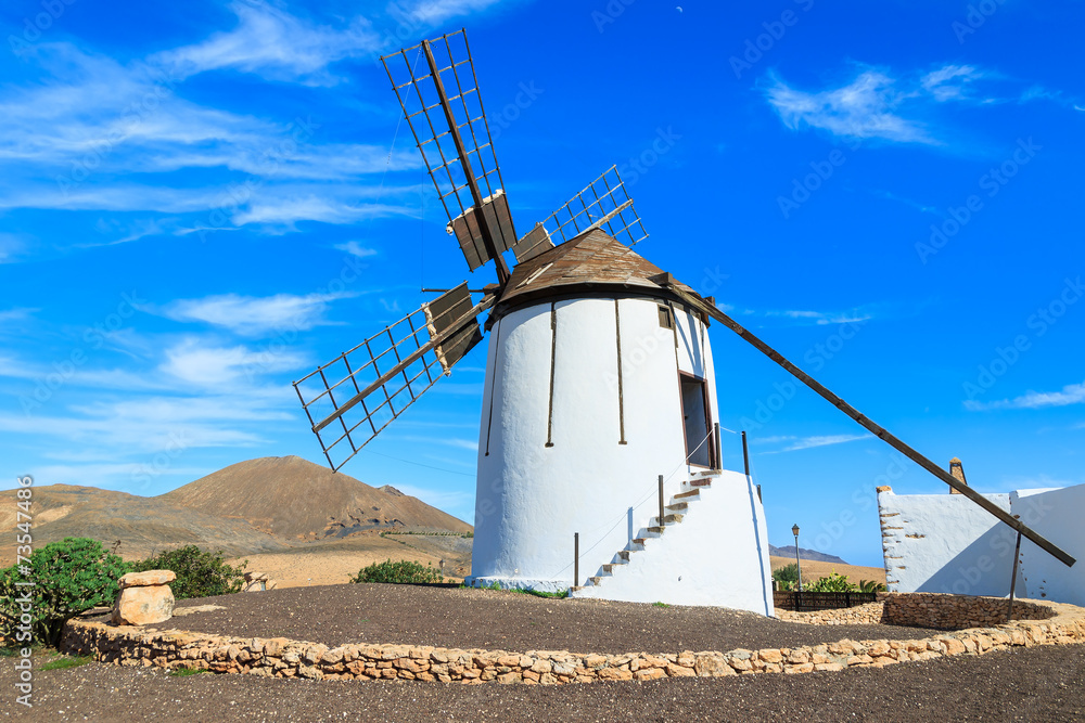 Traditional old windmill in Tiscamanita village, Fuerteventura