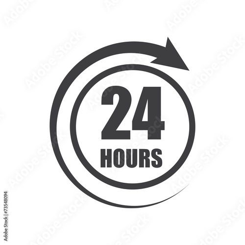 Icon of symbol, sign Open around the clock or 24 hours a day