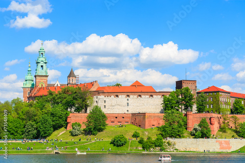 Beautiful Wawel Royal Castle on sunny day in Krakow, Poland