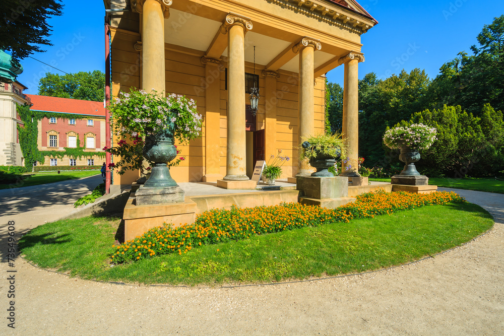 Historic building in gardens of Lancut castle in summer, Poland Historic building in gardens of Lancut castle in summer, Poland