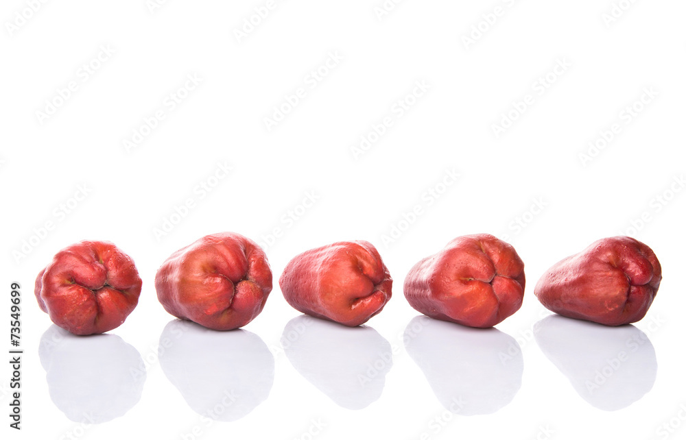 The exotic rose apple fruit over white background The exotic rose apple fruit over white background