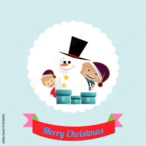 Christmas Illustration over color background