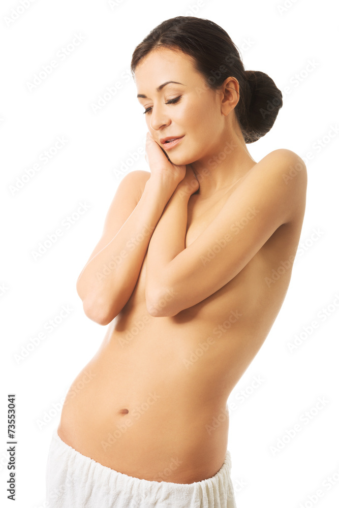 Sensual portrait of a woman wrapped in towel Sensual portrait of a woman wrapped in towel