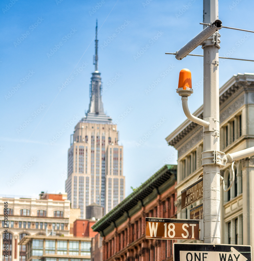 Street signs and buildings of New York
