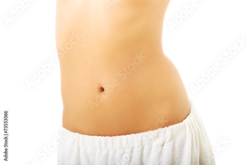 Close up on woman slim belly