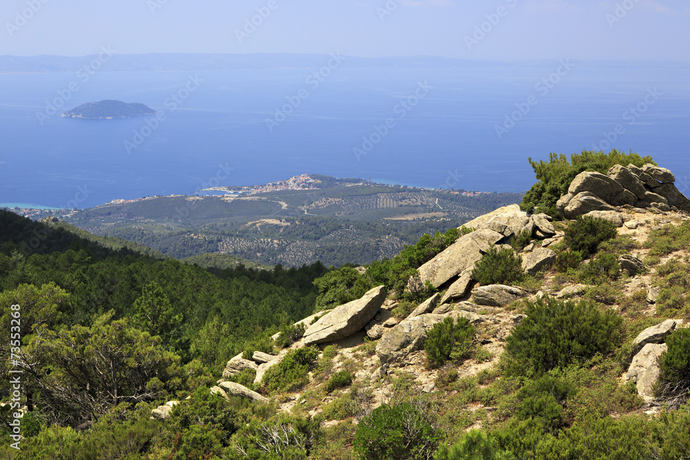 Mountains and the Aegean Sea.
