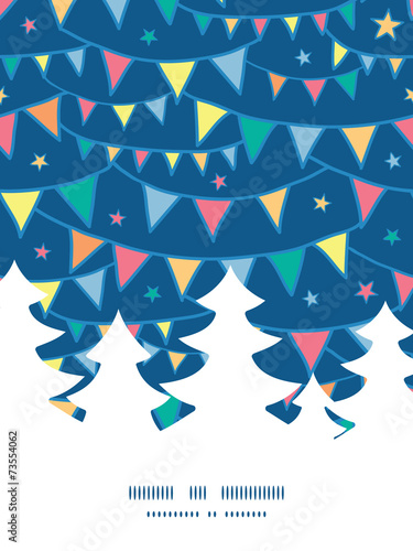 Vector colorful doodle bunting flags Christmas tree silhouette
