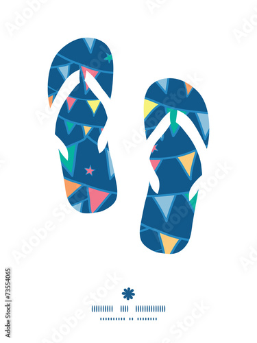 Vector colorful doodle bunting flags flip flops silhouettes