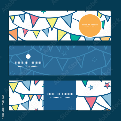 Vector colorful doodle bunting flags horizontal banners set