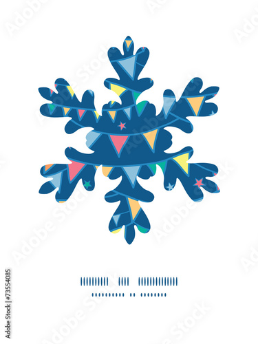 Vector colorful doodle bunting flags Christmas snowflake