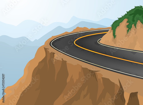 Curves and deep abyss,road and nature vector background