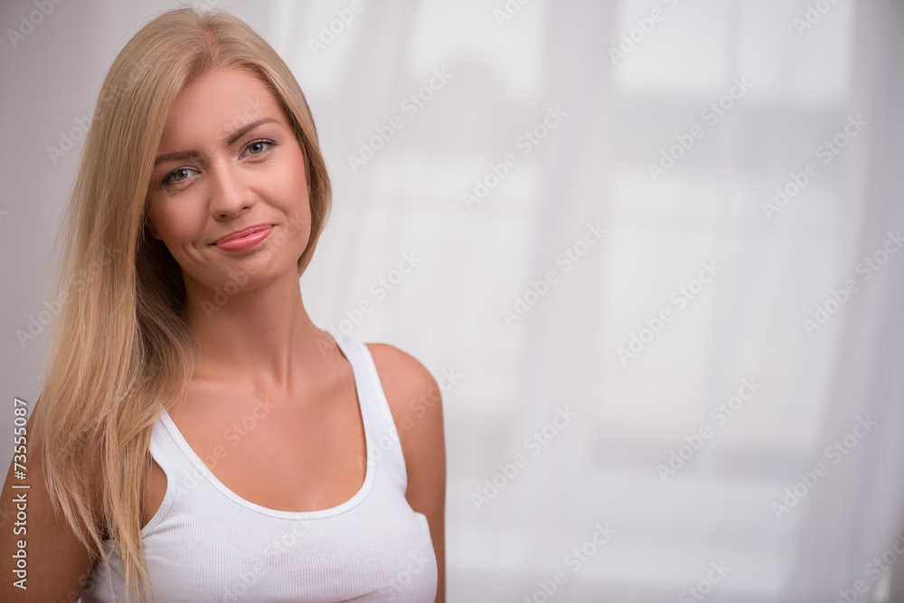 Beautiful blond girl expresses different emotions Beautiful blond girl expresses different emotions