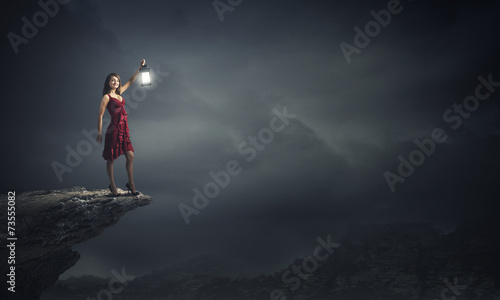 Woman lost in darkness