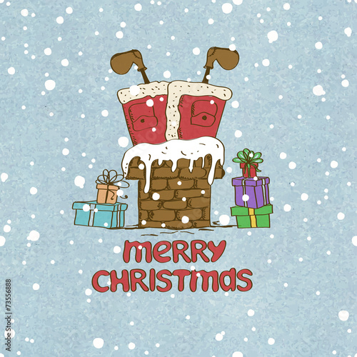 Santa Claus stuck in chimney