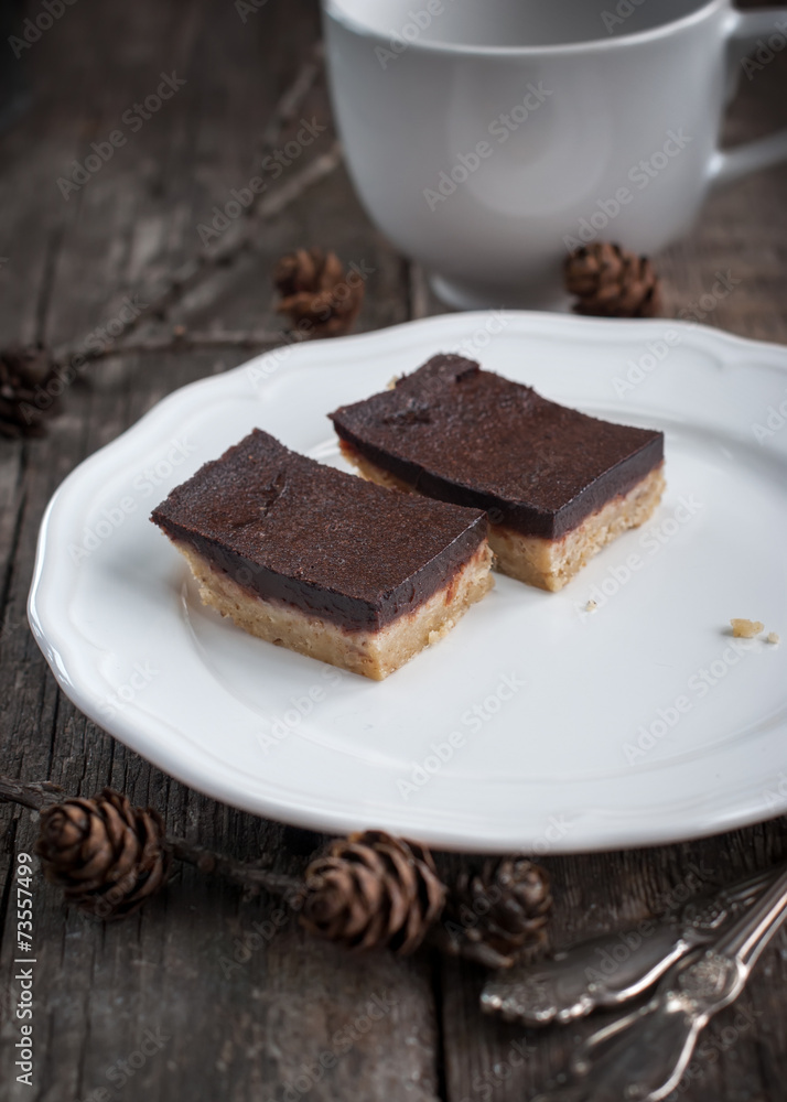 Chocolate Brownies on White Plate Chocolate Brownies on White Plate
