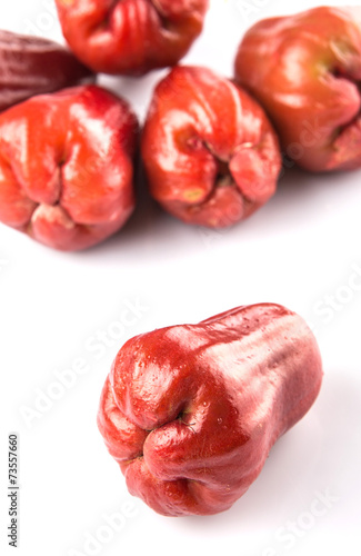 The exotic rose apple fruit over white background