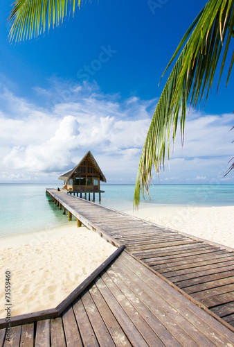 Beautiful vivad over beach with the water villas