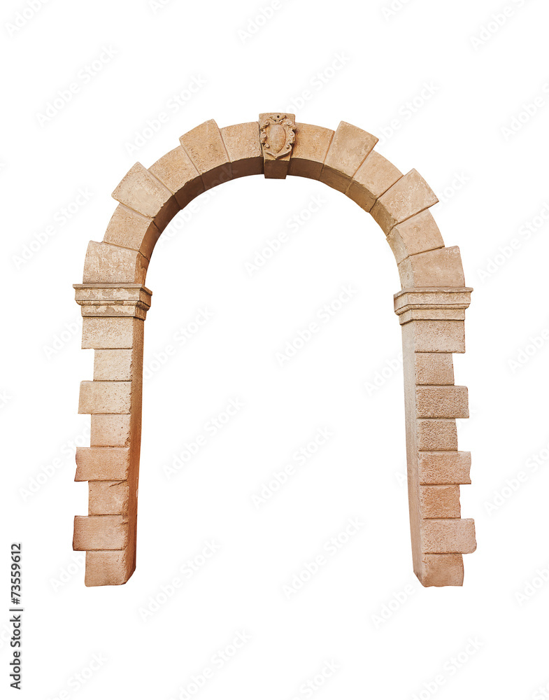 stone arch architecture isolated on white background, cliping pa - obrazy, fototapety, plakaty 