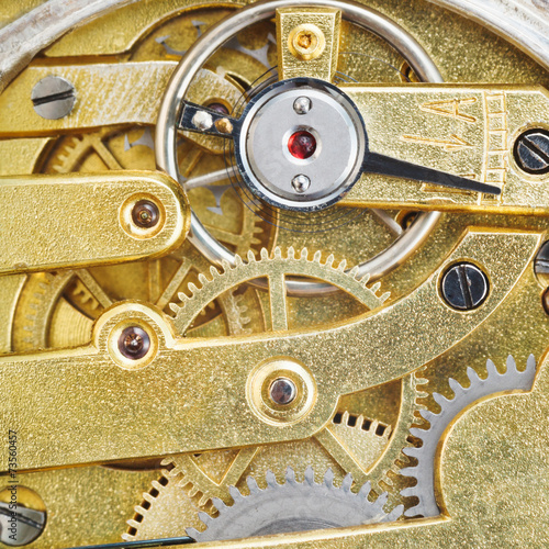 background from brass gear movement of retro watch